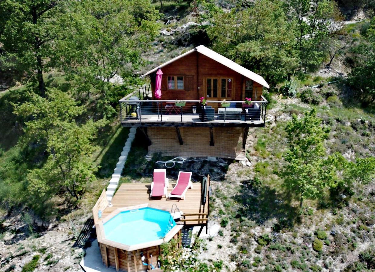 Chalet Sur Pilotis Avec Piscine Privee Luceram Exterior photo
